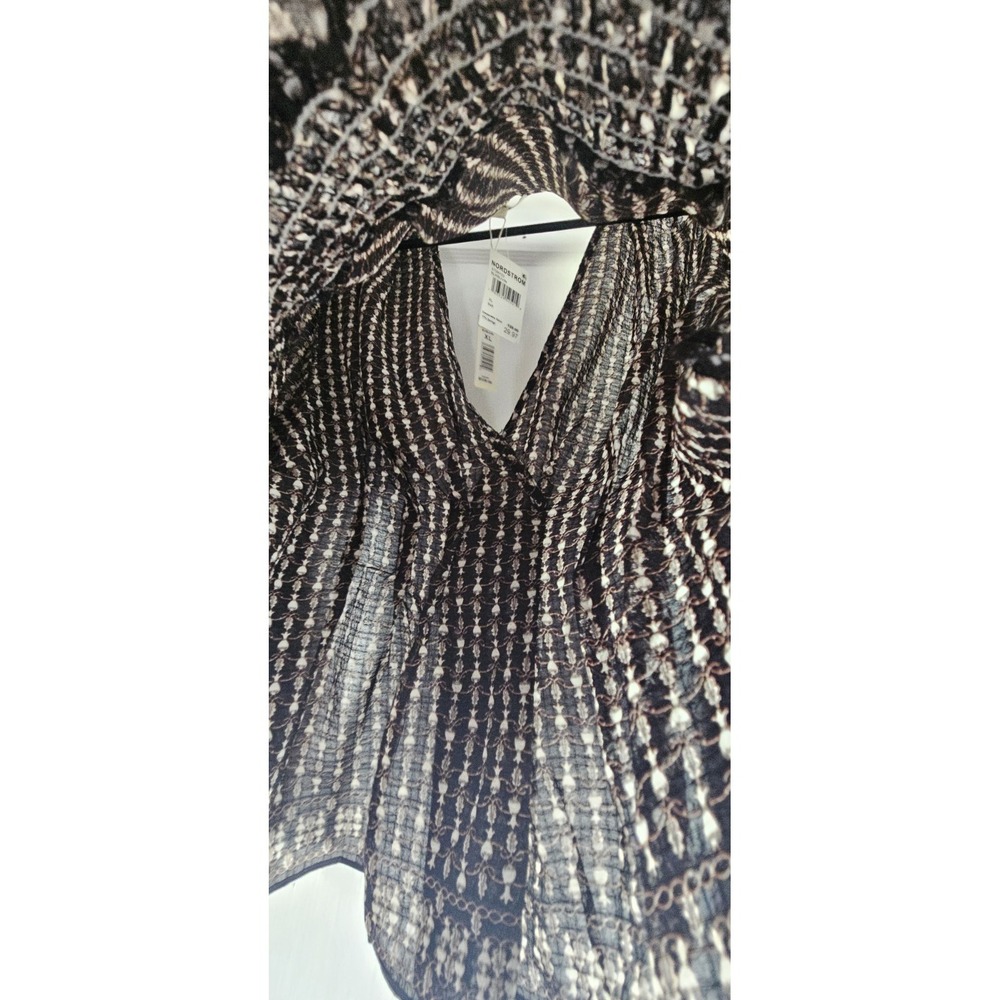 NWT MAX STUDIO LONDON pleated faux wrap V Smocked waist puff sleeves Womens XL - Picture 8 of 9